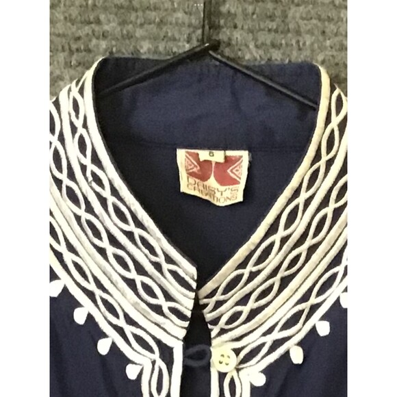 Vintage Daisy's Creations Dress Size 8 Maxi Embroidered Blue 60s Philippines - Picture 6 of 6